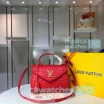 Copy L---V Wave Top Handle Red Leather Ladies Bag